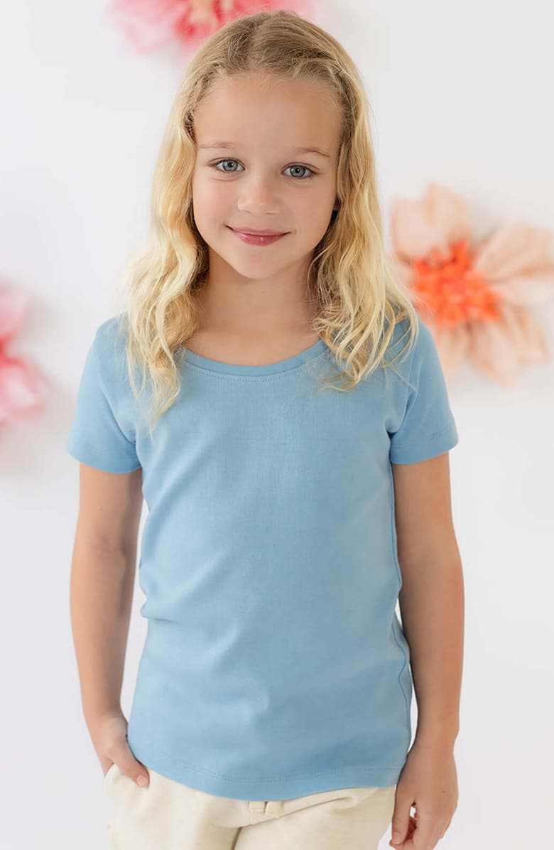 Mightly Organic Cotton Short Sleeve Ribbed Scoop Neck Tee, Alternate, color, Chambray