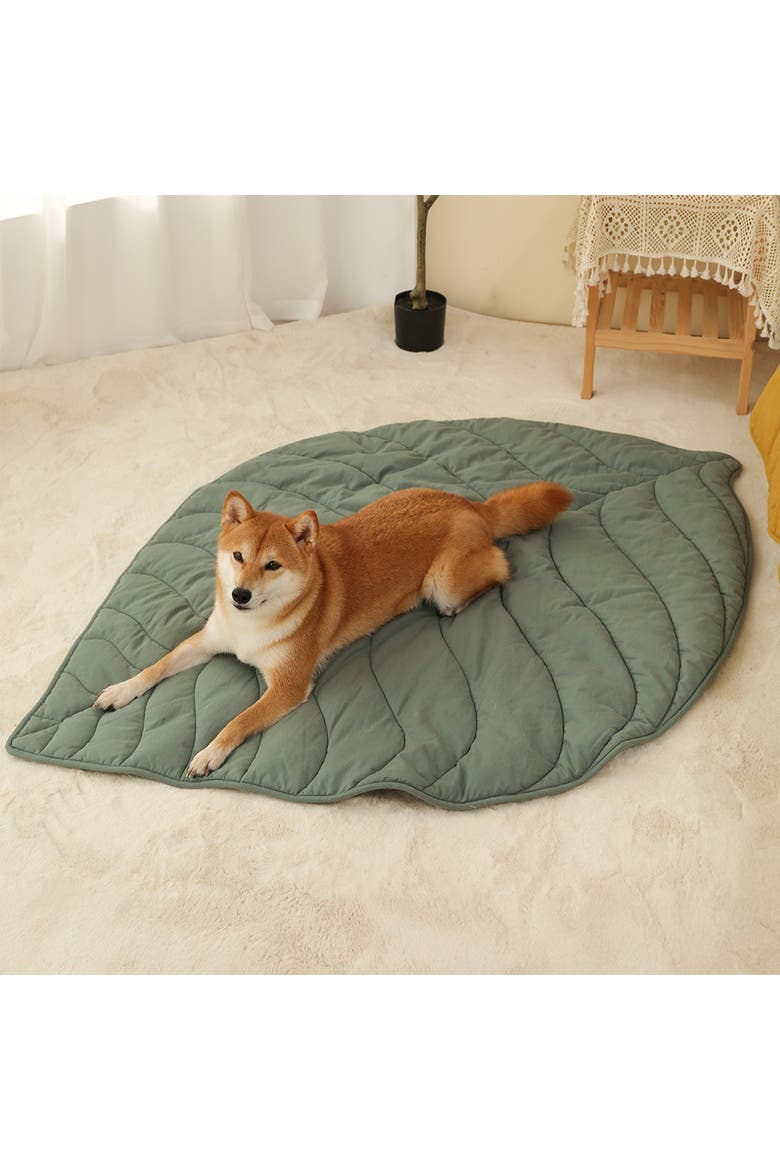 Leaf Shape Pet Blanket, Alternate, color, Elm Green
