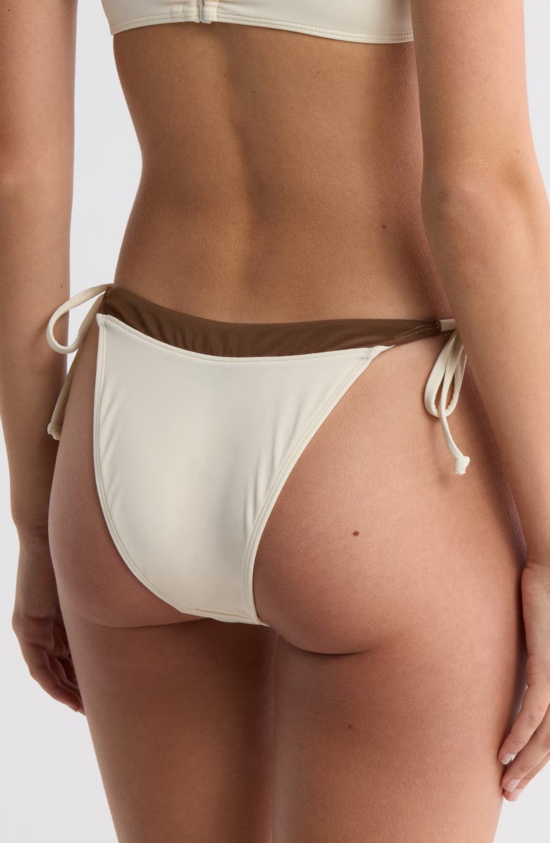 PacSun Lace-Up Side Tie Bikini Bottoms, Alternate, color, Gardenia / Contrast Chestnut