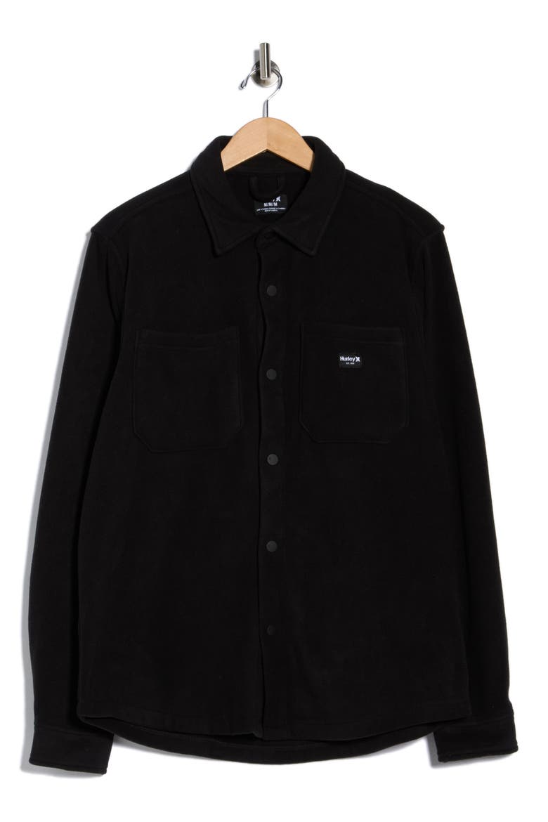 Polar Fleece Overshirt, Alternate, color, BLACK