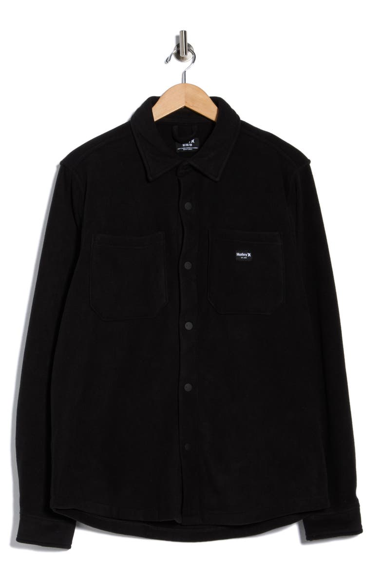 Hurley Polar Fleece Overshirt, Main, color, Black