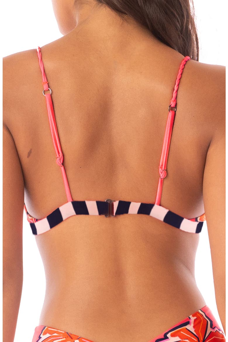 Racing Palms Reversible Triangle Bikini Top, Alternate, color, BRIGHT PINK
