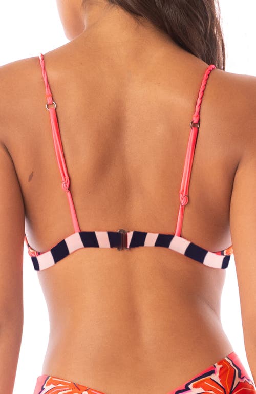 Maaji Racing Palms Reversible Triangle Bikini Top In Bright Pink