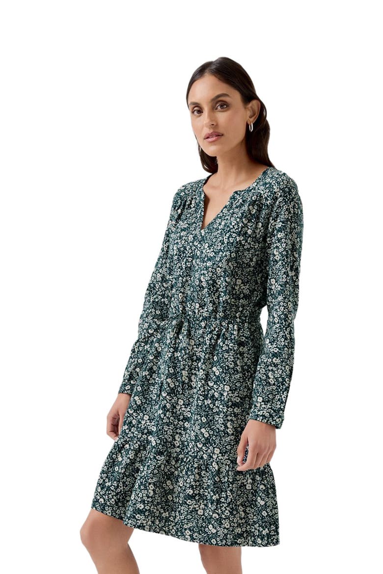 Organic Cafe Crepe Tiered Dress, Alternate, color, Celestial Prairie Floral
