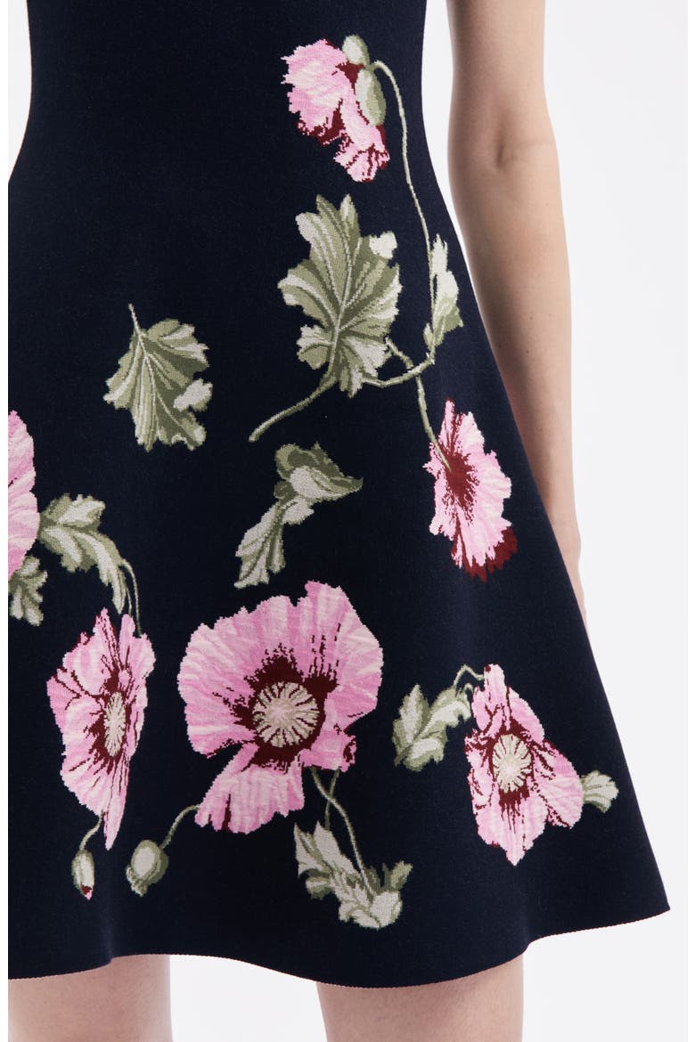 Poppies Jacquard Sleeveless Fit & Flare Dress, Alternate, color, NAVY/ PINK