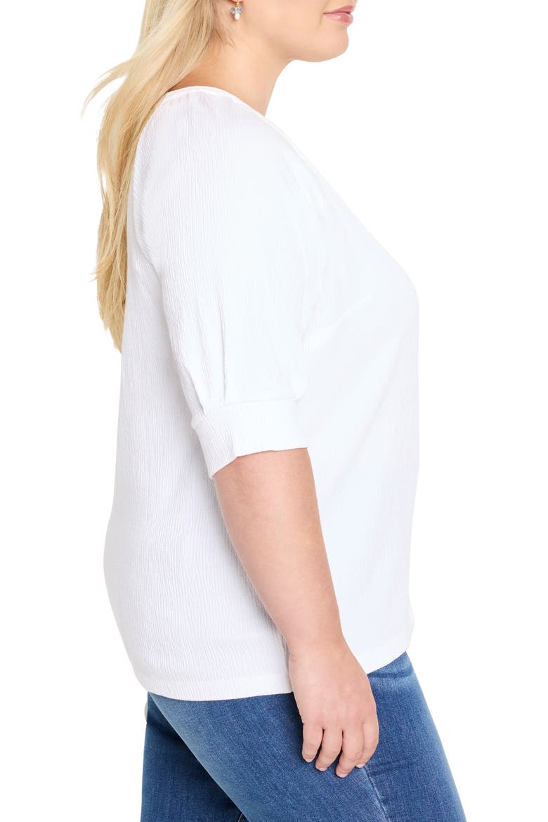 Elbow Sleeve Split Neck Top, Alternate, color, PAPER WHITE