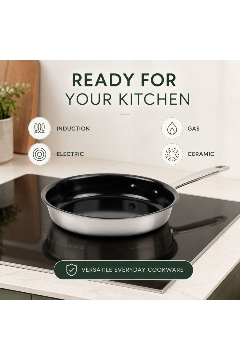 Maestro Nonstick Stainless Steel Frying Pan with Lid, Alternate, color, 11 inch