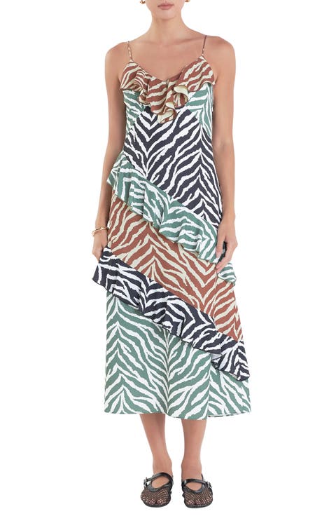 Zebra Print Ruffle Slipdress