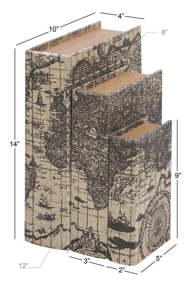Set of 3 Faux Book Boxes, Alternate, color, MULTI COLORED