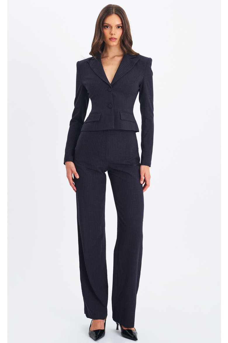 Quinniee Striped High-Waisted Straight Leg Pant, Alternate, color, Navy