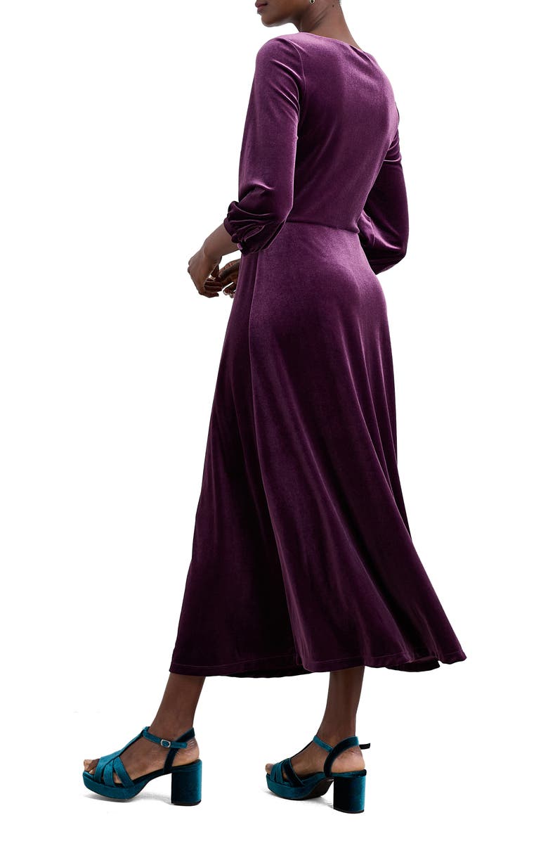 Seasalt Cornwall Oak Cottage Velvet Midi Dress, Alternate, color, Amethyst