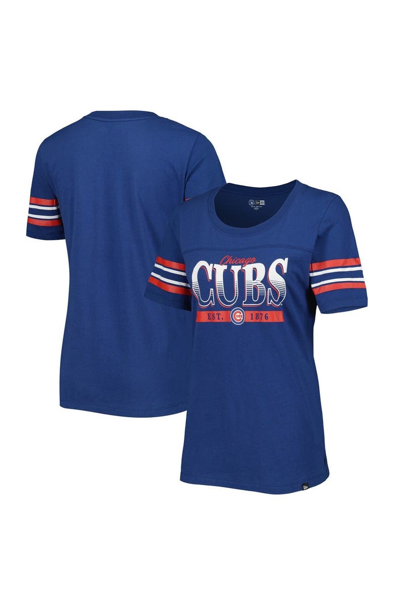 New Era Women's New Era Blue Chicago Cubs Team Stripe T-Shirt, Alternate, color, 