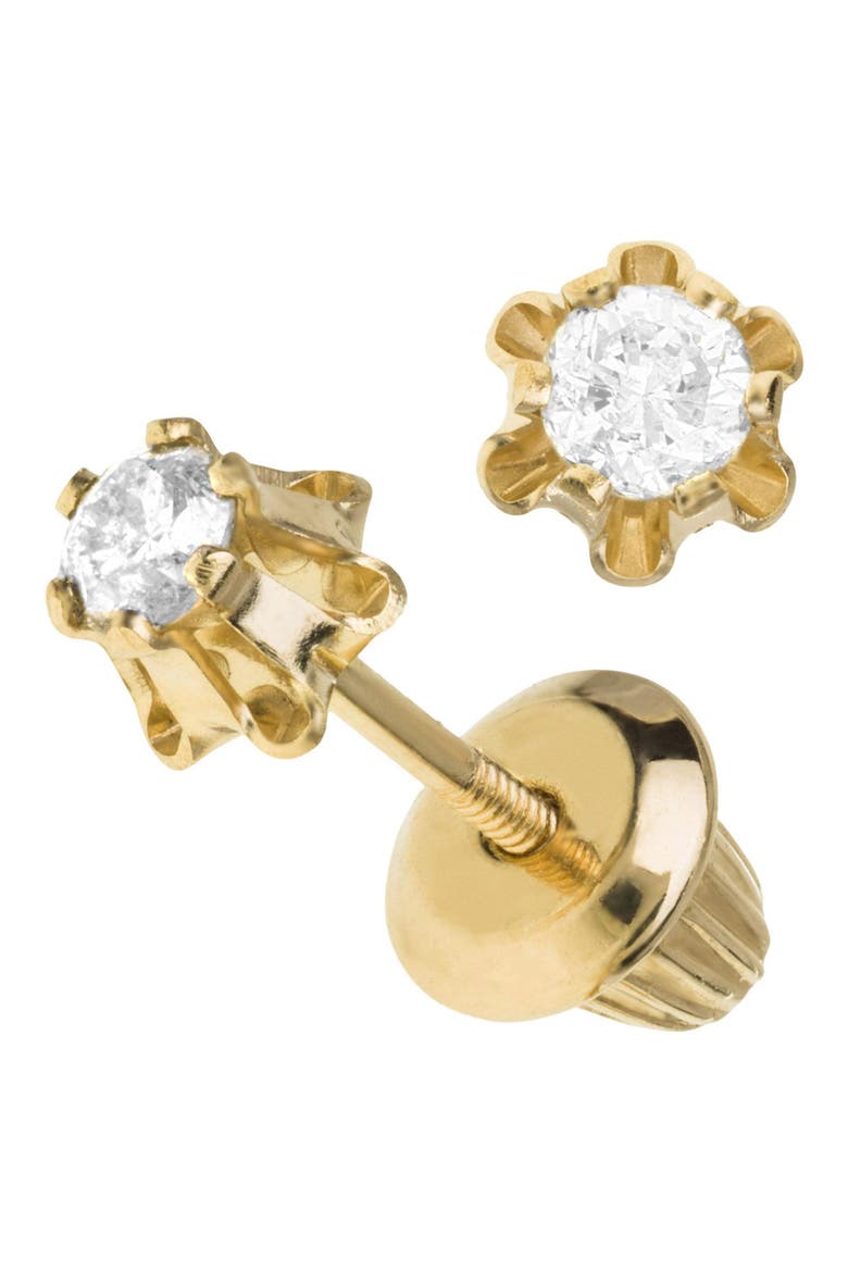 14k Gold & Diamond Earrings, Alternate, color, GOLD