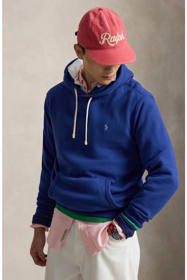 Polo Fleece Hoodie, Alternate, color, BLUE