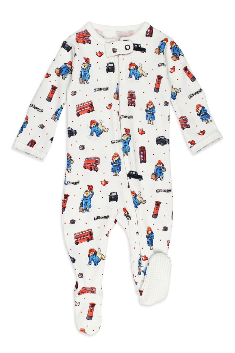 x Paddington Fitted One-Piece Organic Cotton Footie Pajamas, Main, color, LONDON PADDINGTON