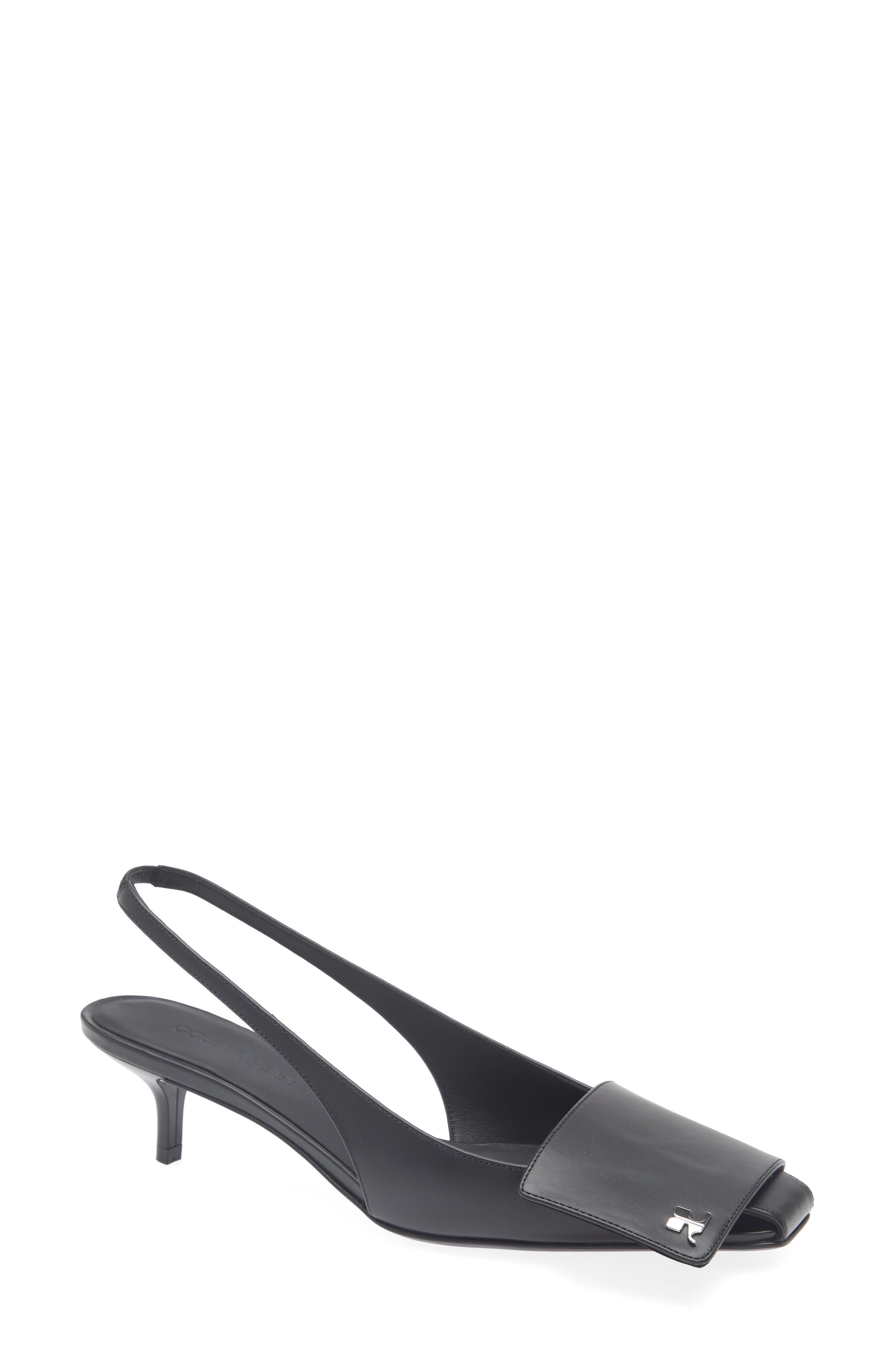 Courrèges Fold Kitten Heel Slingback Pump, Main, color, Black