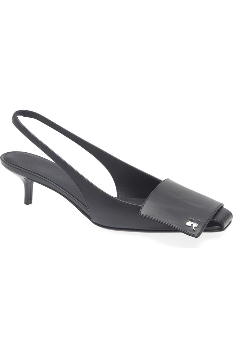 Courrèges Fold Kitten Heel Slingback Pump, Main, color, Black