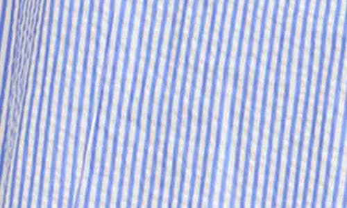 Foxcroft Fiona Stripe Cotton Seersucker Shirtdress In Blue/white