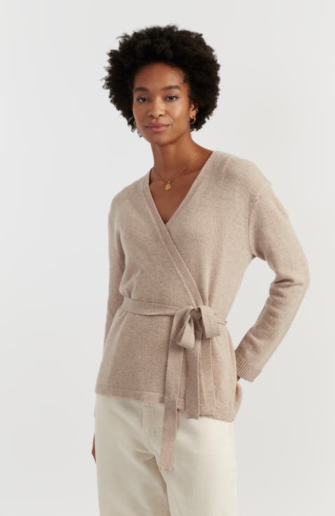Lightweight Wool-Cashmere Wrap Cardigan