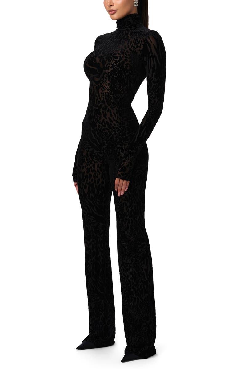 Naked Wardrobe Burnout Long Sleeve Jumpsuit, Alternate, color,