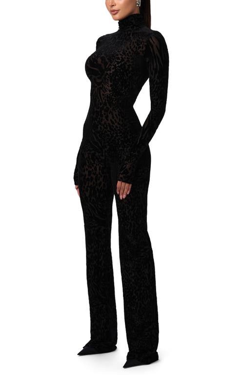 Naked Wardrobe Burnout Long Sleeve Jumpsuit In Black