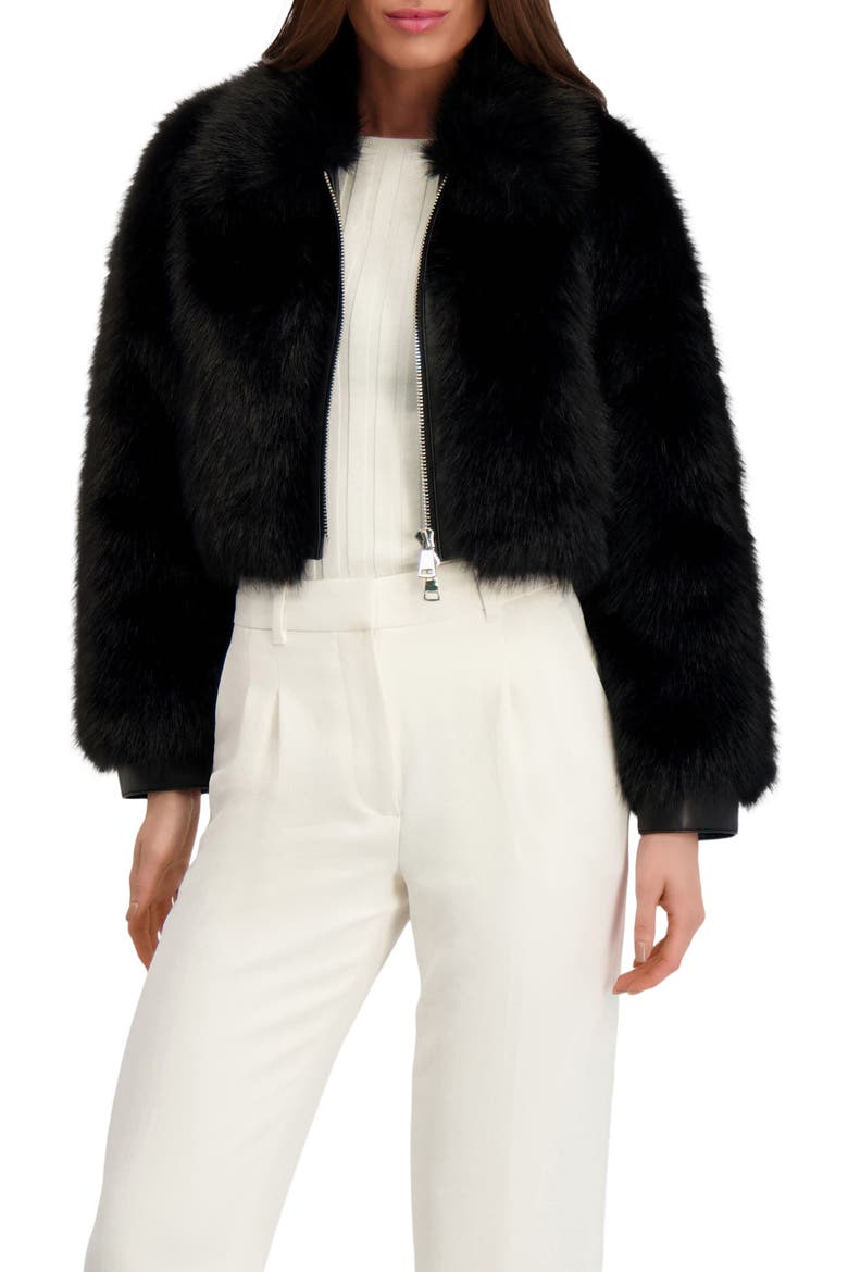 Fur-Free Fox (Faux Fur) Zip Bolero, Alternate, color, BLACK/BLACK