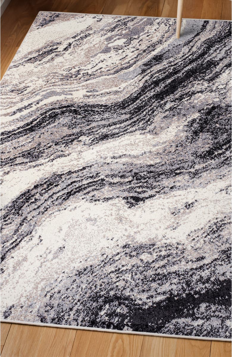 JONATHAN Y Kassia Contemporary Glam Abstract Marble Area Rug, Alternate, color, Charcoal/Cream