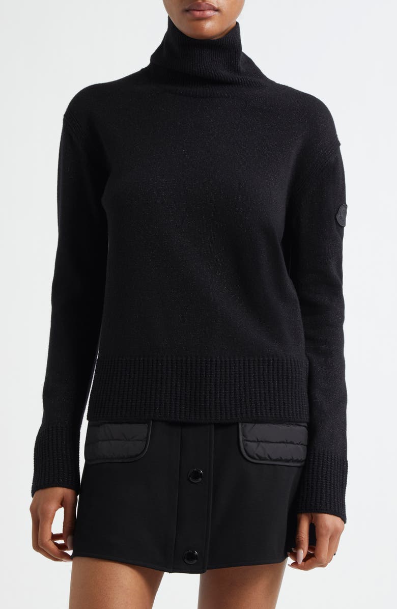 Moncler Metallic Wool Blend Turtleneck Sweater, Main, color, 