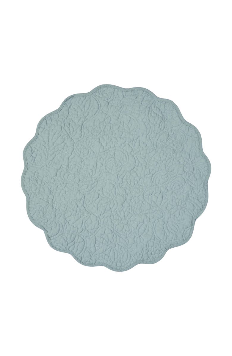 C&F Home Christiana Breeze Reversible Machine Washable Round Quilt Placemats Set of 6, Alternate, color, Blue