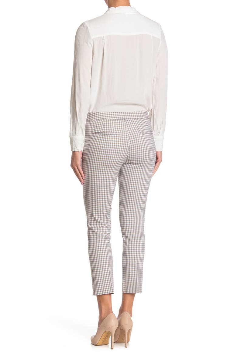 Gingham Print Ponte Ankle Pants, Alternate, color, KHAWHTGY