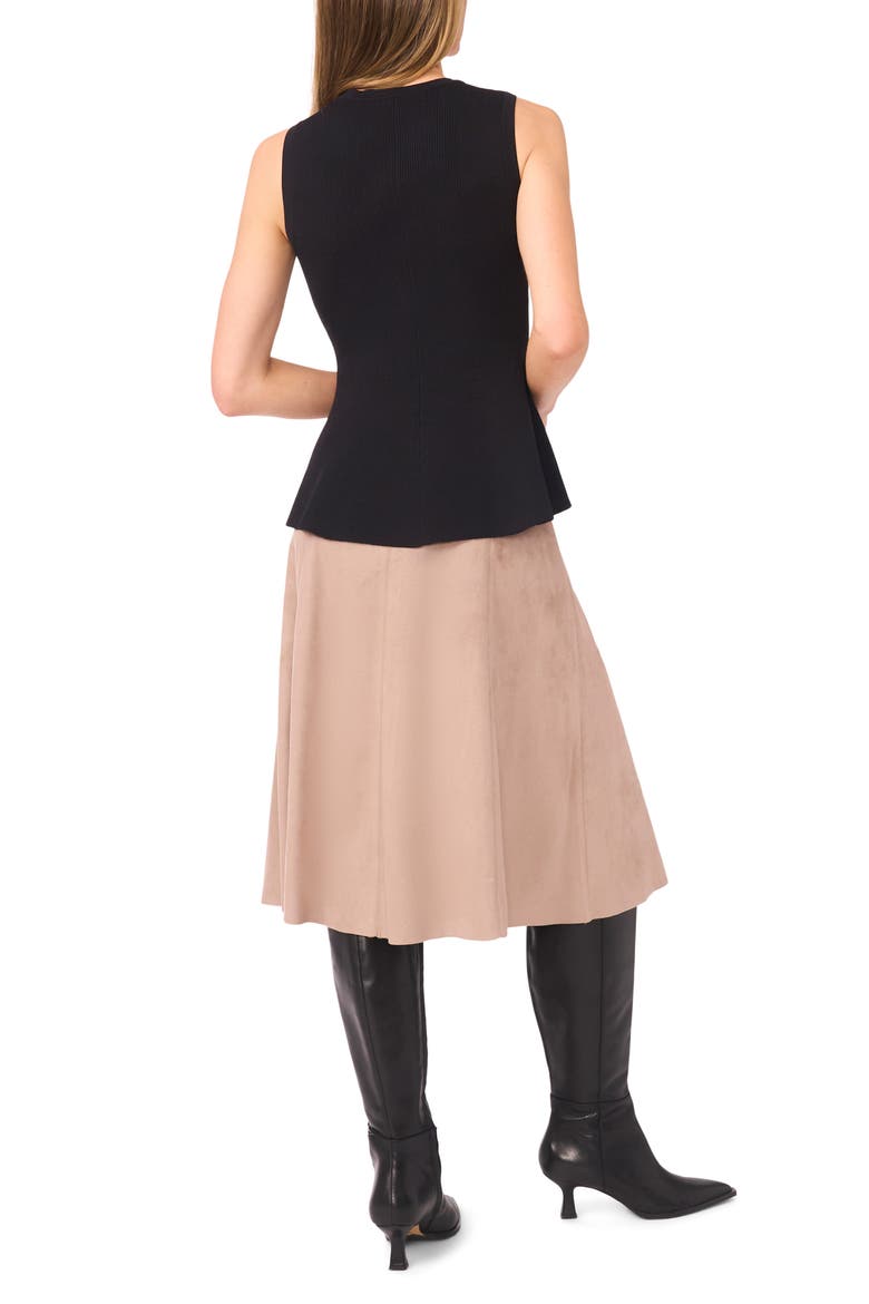 Sleeveless Peplum Rib Top, Alternate, color, RICH BLACK