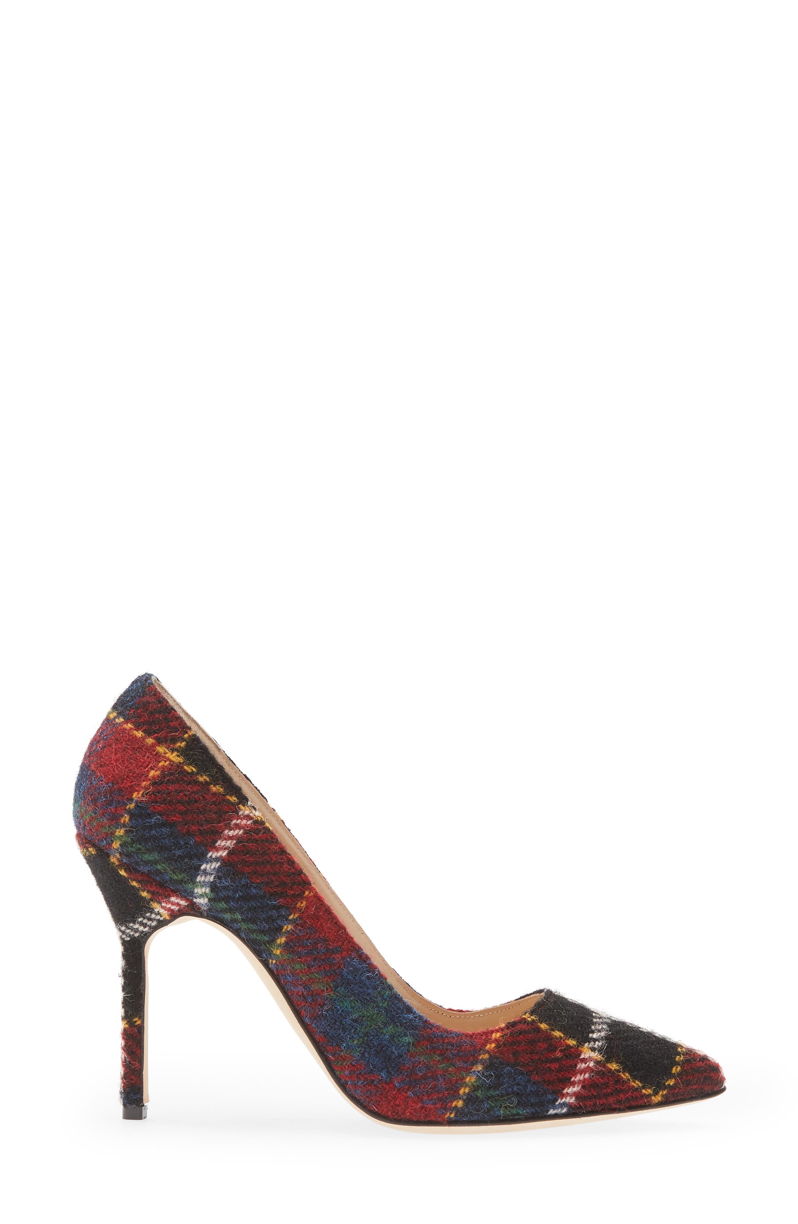 Manolo Blahnik BB Plaid Pointed Toe Pump, Alternate, color, 