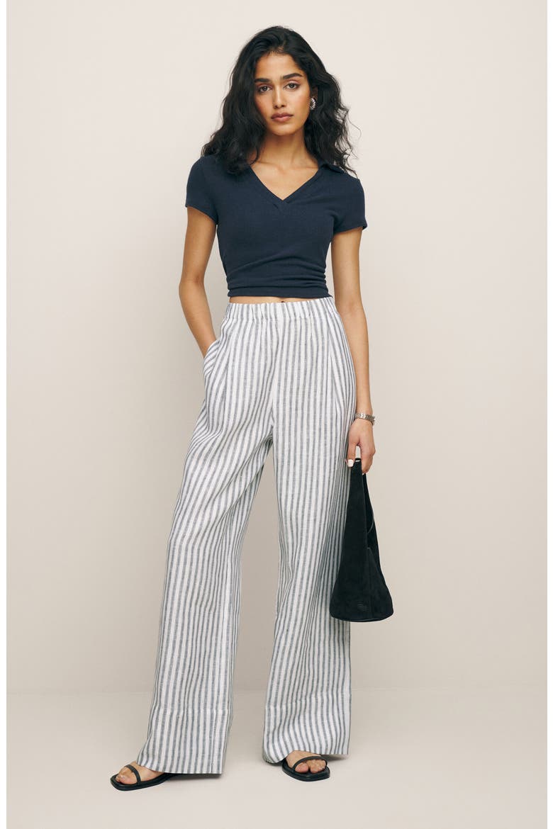 Fernando Linen Wide Leg Pants, Alternate, color, ANTIBES STRIPE