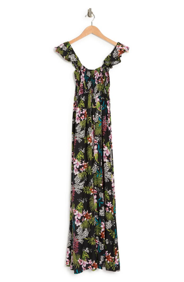 BOHO ME Smocked Off-the-Shoulder Maxi Swim Cover-Up, Alternate, color,