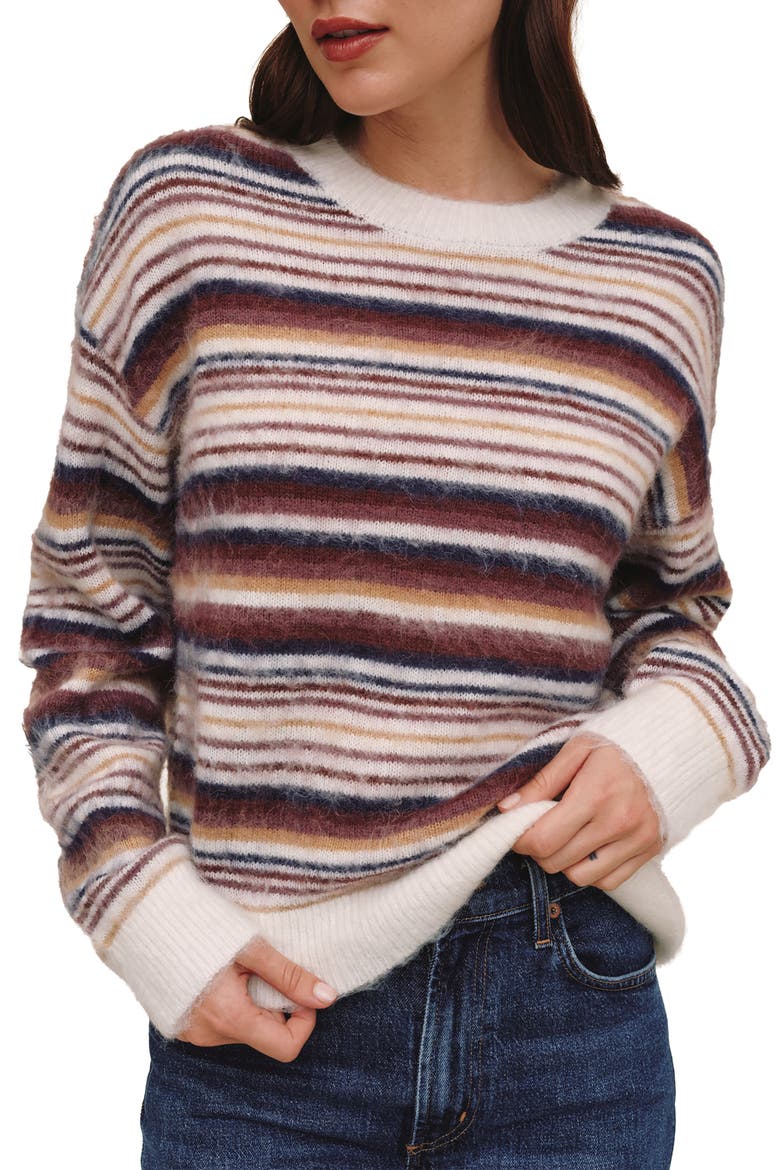 Striped Crewneck Sweater, Alternate, color, EMBER STRIPE