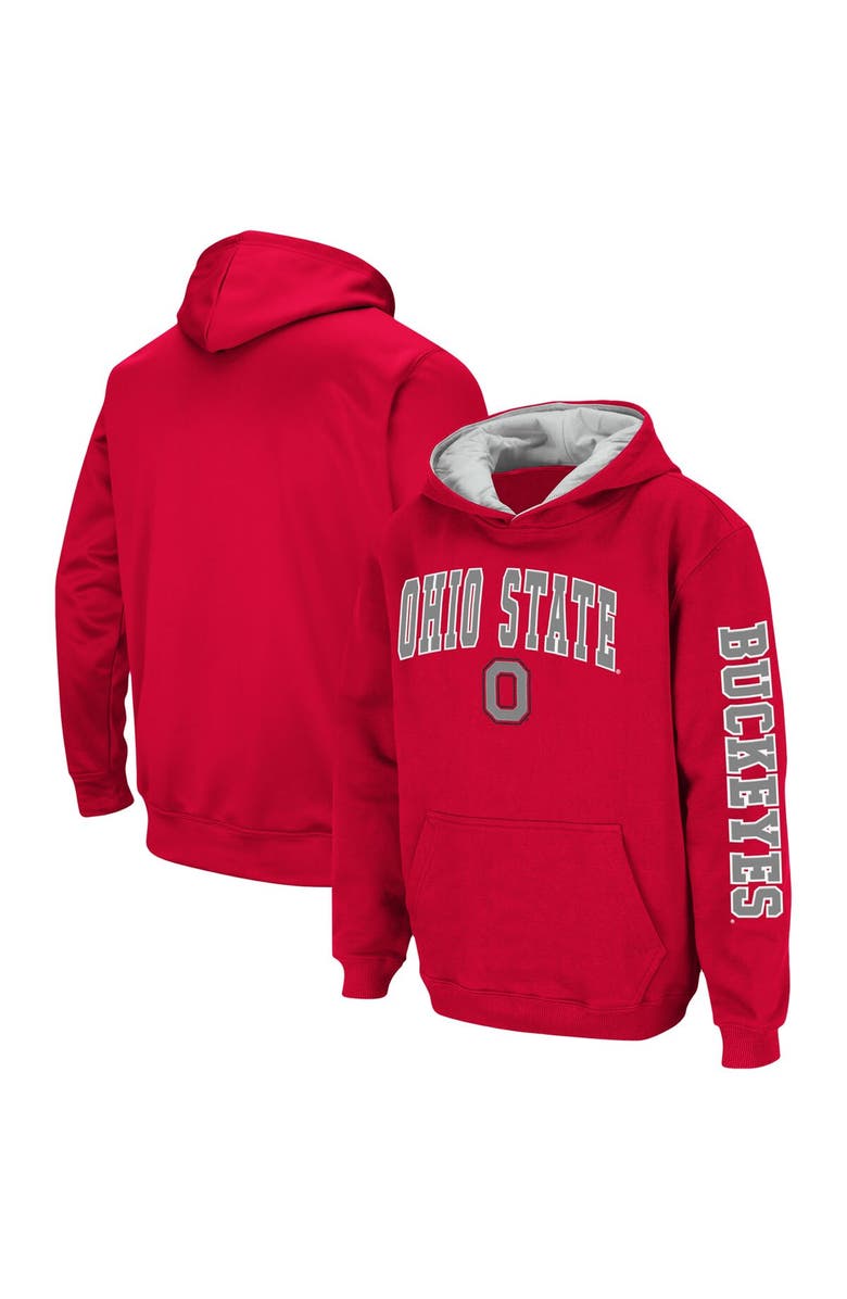 COLOSSEUM Youth Colosseum Scarlet Ohio State Buckeyes 2-Hit Pullover Hoodie, Main, color, Scarlet