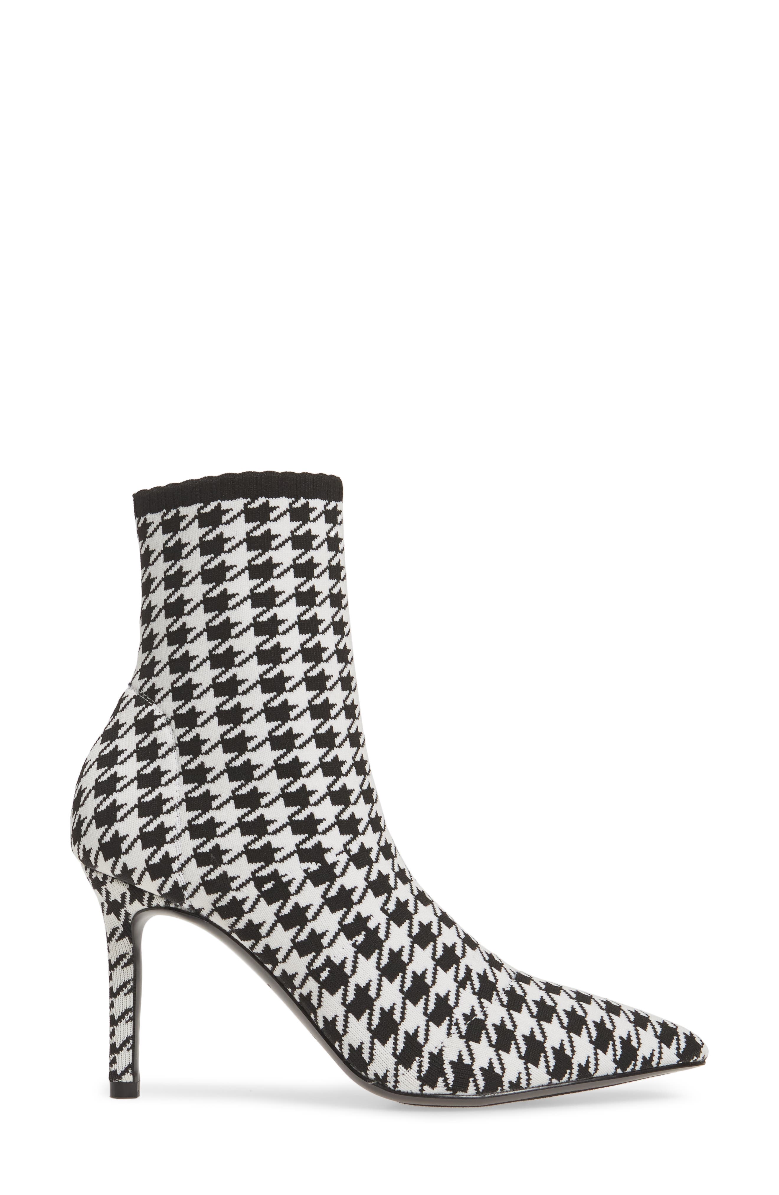 Pointed Toe Boot, Alternate, color, BLACK/ WHITE FABRIC