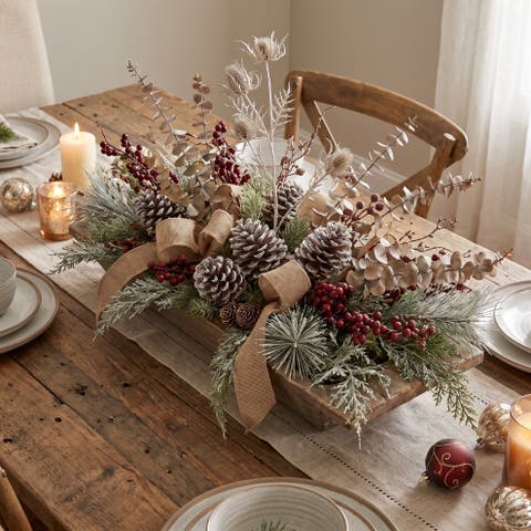 Silvered Faux Thistle Stem with Glittered Finish and Iron Detail