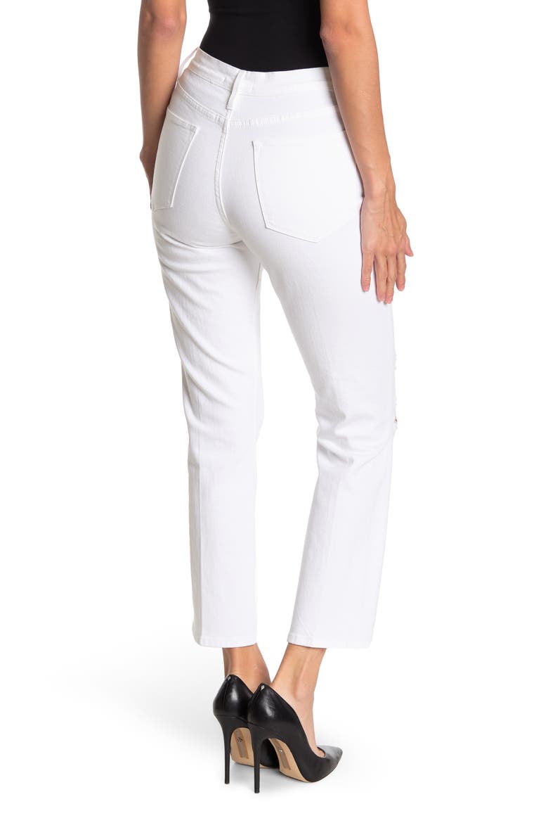 Le High Ankle Straight Leg Jeans, Alternate, color, BLANC DESTRUCT CHEW