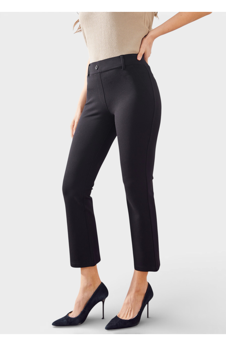 Betabrand Classic Kick Flare Crop Pant Stretch Ponte, Main, color, Black