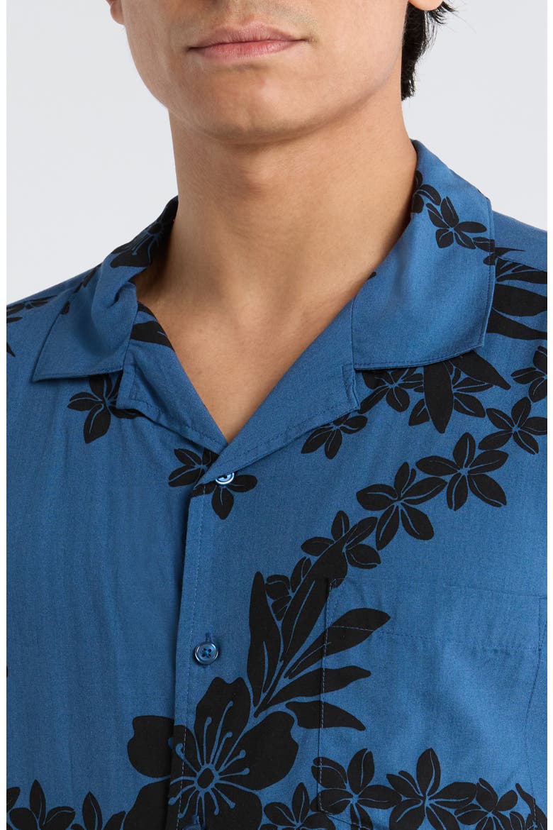 Floral Camp Shirt, Alternate, color, OCEAN