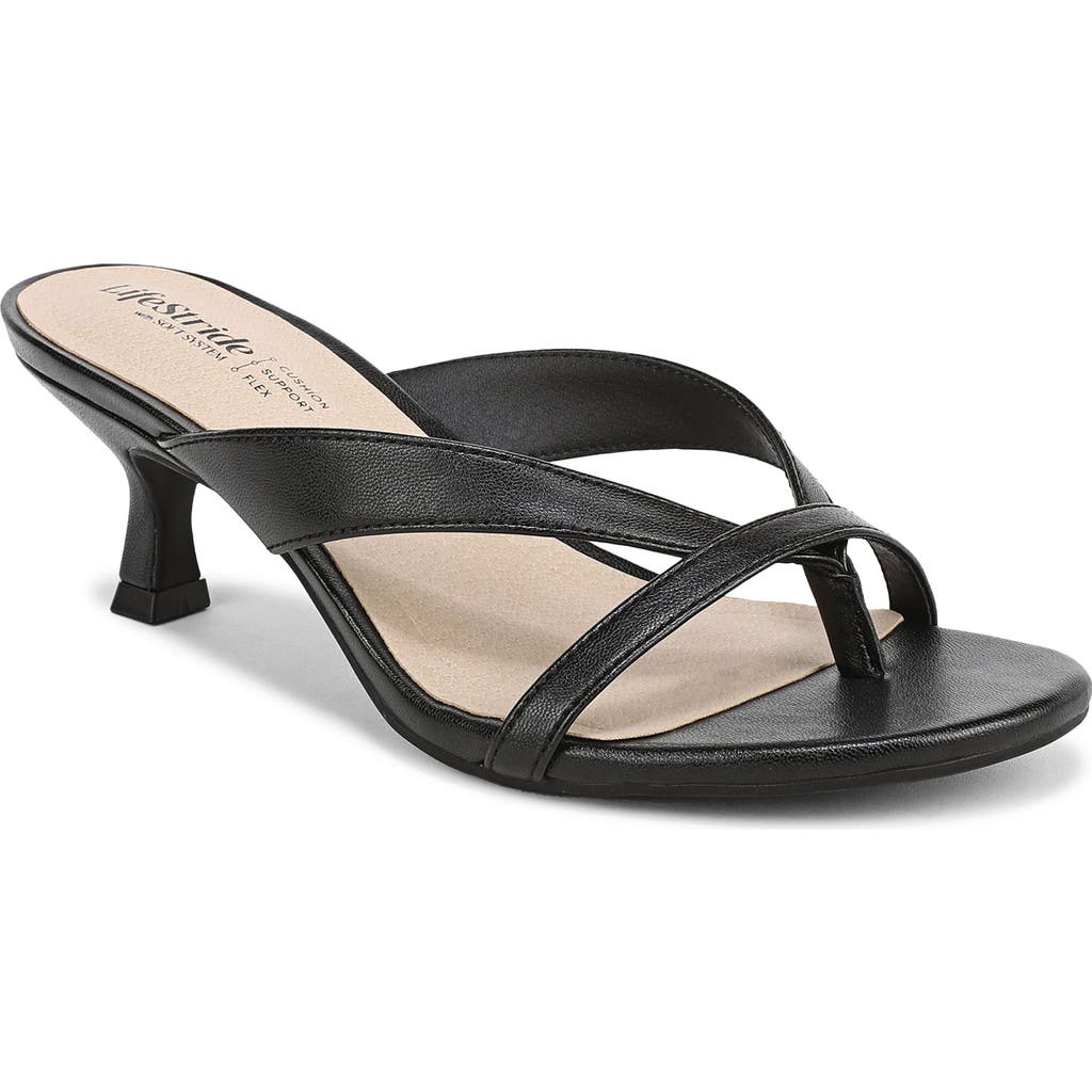 Lifestride Navine Kitten Heel Flip Flop In Black