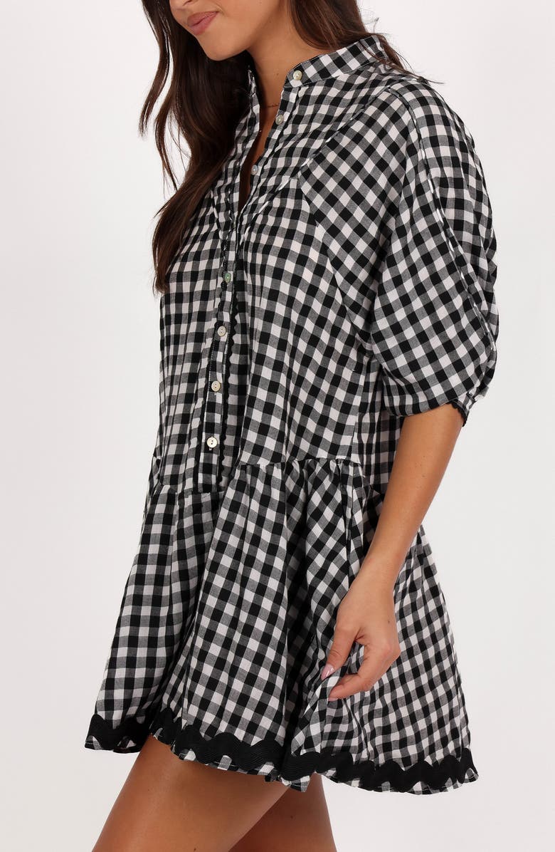 Petal & Pup Caroling Check Minidress, Alternate, color, Black/ White Gingham