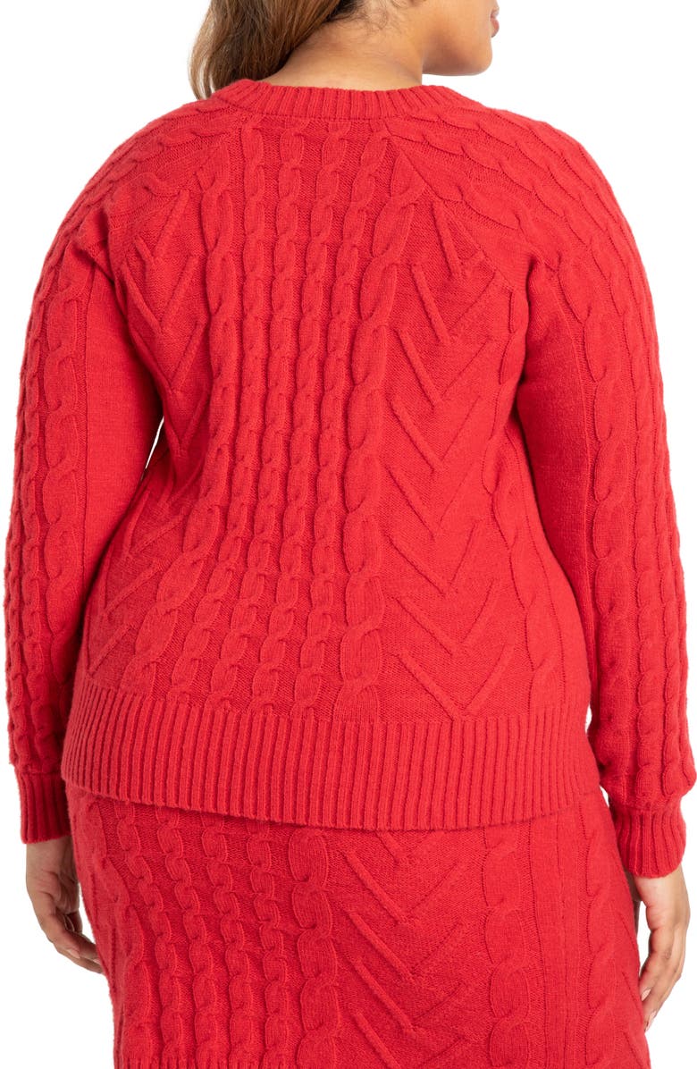 ELOQUII Cable Knit Sweater, Alternate, color, 