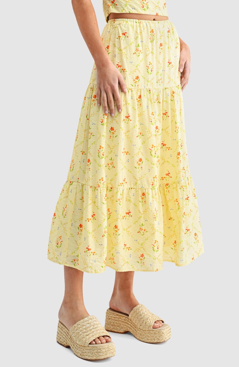 Lush Tired Mid Skirt, Alternate, color, Yellow Multi