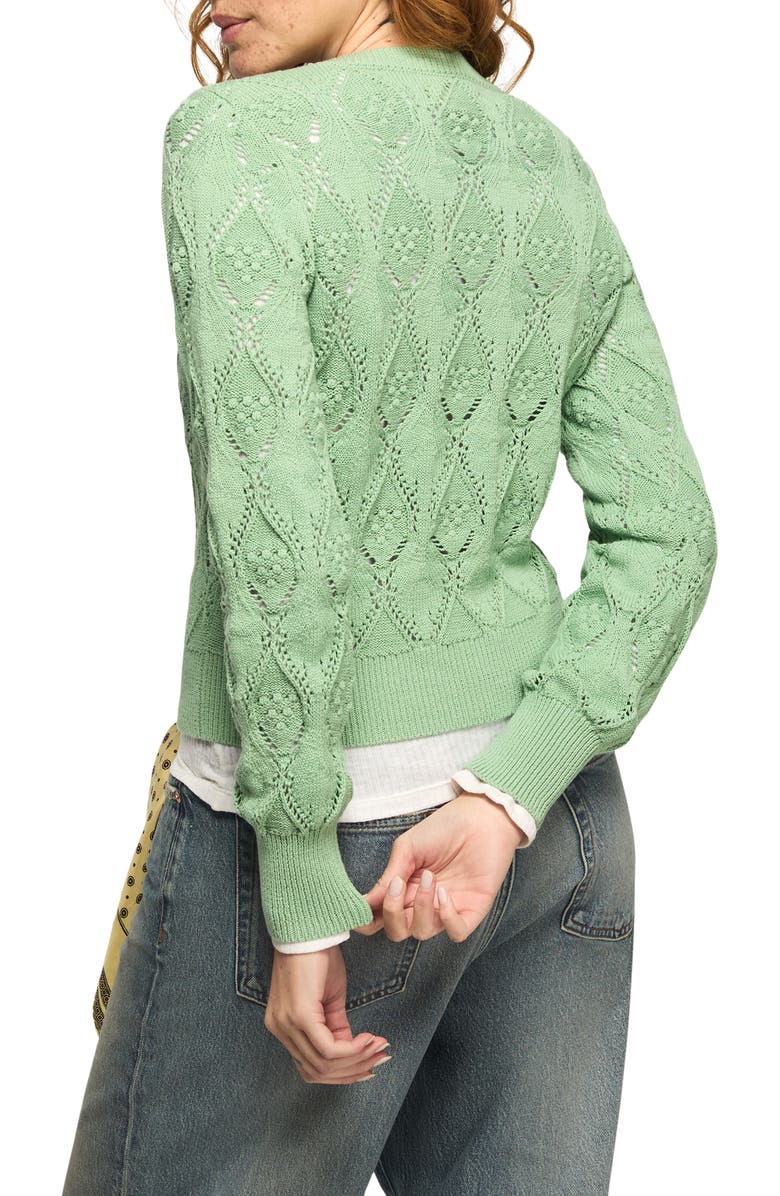 Lucky Brand Open Stitch Sweater, Alternate, color, Grayed Jade