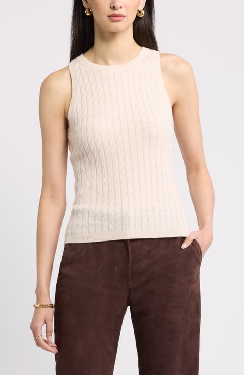Cable Knit Cashmere Sweater Tank