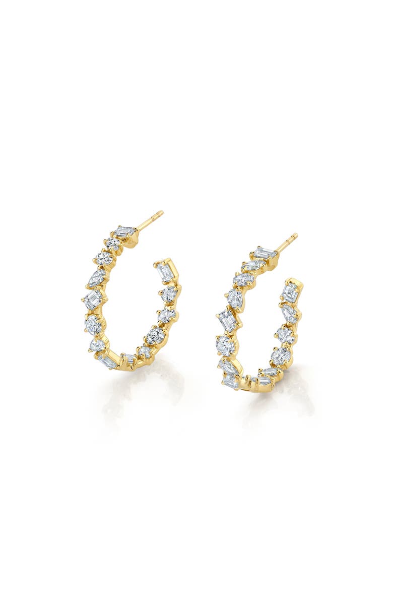 Michael M Montage Petite Diamond Hoop Earrings, Main, color, Yellow Gold