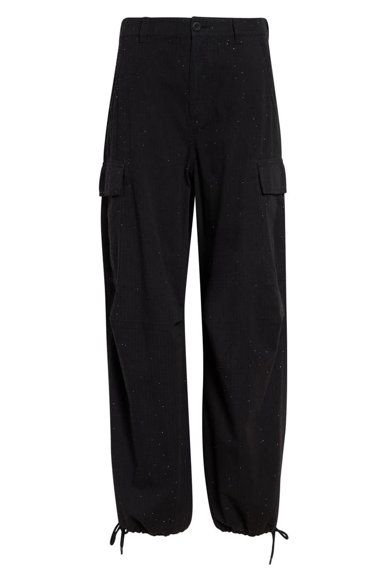 Crystal Embellished Cargo Pants, Alternate, color, WASHED JET BLACK