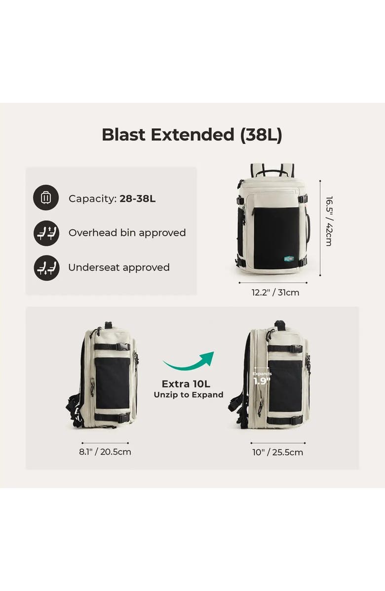 Bagsmart Blast Mesh Carry On Expandable Travel Backpack - 28L-38L Extended, Alternate, color, Peyote